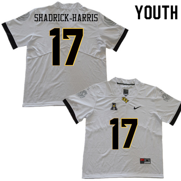 Youth #17 Trevion Shadrick-Harris UCF Knights College Football Jerseys Sale-White - Click Image to Close